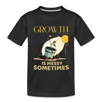 Growth metaphor with flower in pot - Kids' Premium Organic T-Shirt - black - Front