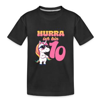 10th Birthday Unicorn - Kids' Premium Organic T-Shirt - black - Front