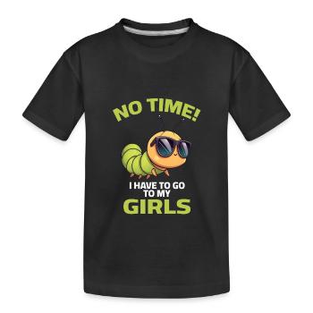 Chenille filles disant jardin pas de temps jardinier - T-shirt bio Premium Enfant - noir - Devant