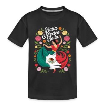 Folklore Tanz Mexiko Mexikanische Frau - Kinder Premium Bio T-Shirt - Schwarz - Vorne