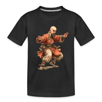 Kungfu Monk - Kids' Premium Organic T-Shirt - black - Front