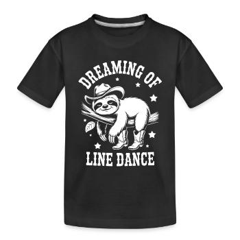 Faultier LineDance Cowboy - Kinder Premium Bio T-Shirt - Schwarz - Vorne