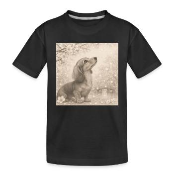 Motif rétro du crayon en fleurs de cerisier teckel - T-shirt bio Premium Enfant - noir - Devant