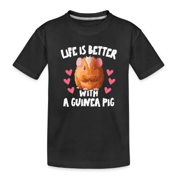 Life is better with guinea pig mom - Kids' Premium Organic T-Shirt - black - Front