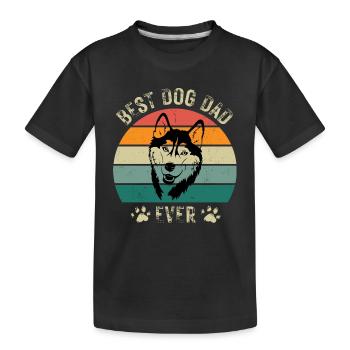 Chien Husky Chien Papa Fête des Pères Rétro Anniversaire - T-shirt bio Premium Enfant - noir - Devant