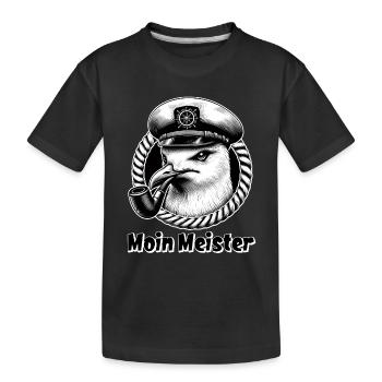 Moin Meister Möwe Kapitän Seefahrt - Kinder Premium Bio T-Shirt - Schwarz - Vorne
