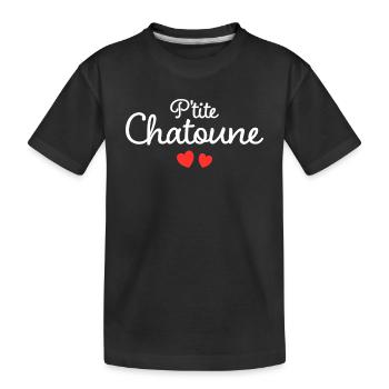 Femme Chatoune Humour Mot Affectueux Couple - T-shirt bio Premium Enfant - noir - Devant