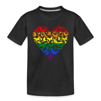 RAINBOW HEART BUTTERFLY - Kinder Premium Bio T-Shirt - Schwarz - Vorne
