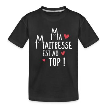 Ma Maîtresse Est Au Top - Chats et Chatons Mignons - T-shirt bio Premium Enfant - noir - Devant