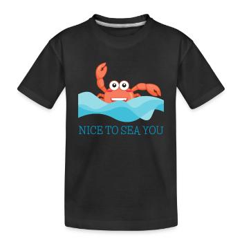 Le crabe crabe dans la mer accueille avec « Ravi de vous voir! » - T-shirt bio Premium Enfant - noir - Devant