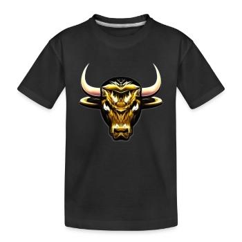 STYLIZED GOLDEN BULL - Kids' Premium Organic T-Shirt - black - Front