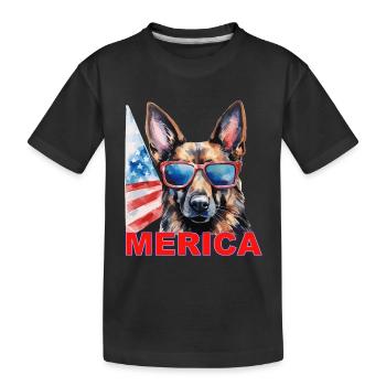 Unabhängigkeitstag 4. Juli Schäferhund Amerika - Kinder Premium Bio T-Shirt - Schwarz - Vorne