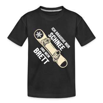 Snowboard Snowboarder Softboot "Schnee & Brett" - Kinder Premium Bio T-Shirt - Schwarz - Vorne