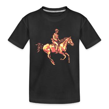 Reiter - Reiten - Pferd - Kinder Premium Bio T-Shirt - Schwarz - Vorne