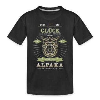 Alpaka Glück - Kinder Premium Bio T-Shirt - Schwarz - Vorne