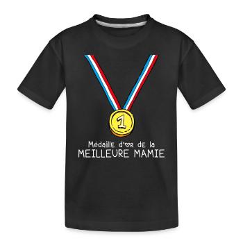 T-shirt Médaille d'or de la meilleure mamie - T-shirt bio Premium Enfant - noir - Devant