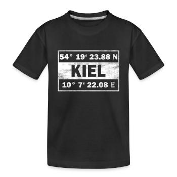 Kiel Koordinaten Hansestadt Kiel - Kinder Premium Bio T-Shirt - Schwarz - Vorne