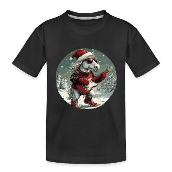 Cheval Noël Guitare Rocker - T-shirt bio Premium Enfant - noir - Devant