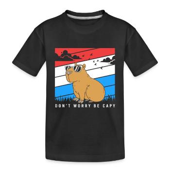 Don't Worry Be Capy Capybara - Kids' Premium Organic T-Shirt - black - Front