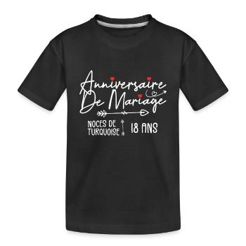 Anniversaire de mariage 18 ans | Noce de Turquoise - T-shirt bio Premium Enfant - noir - Devant