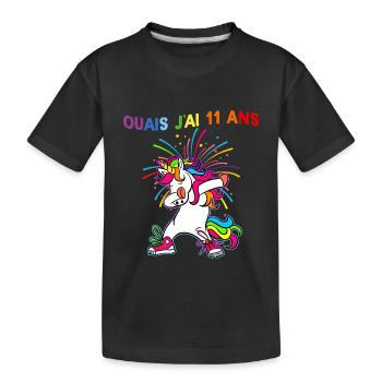 Ouais J'ai 11 Ans Humour Licorne - T-shirt bio Premium Enfant - noir - Devant