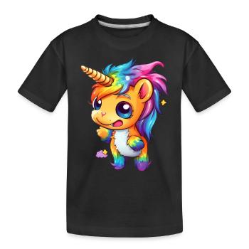 Witziges Einhorn - Kinder Premium Bio T-Shirt - Schwarz - Vorne