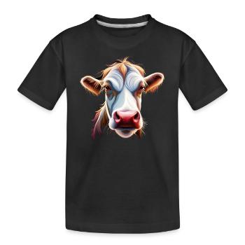cow skull head brown farmer cow husbandry - Kids' Premium Organic T-Shirt - black - Front