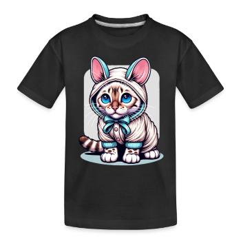 Snow bengal Kitten als Oster-Hase - Kinder Premium Bio T-Shirt - Schwarz - Vorne