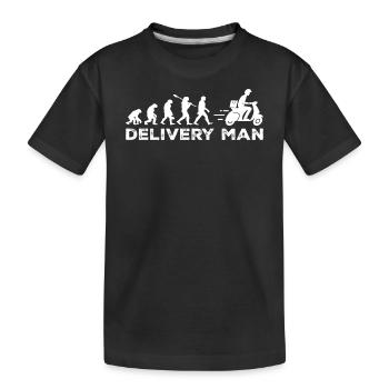The evolution of the delivery person - Kids' Premium Organic T-Shirt - black - Front