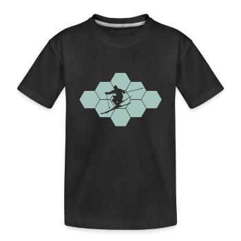 skiing ski skier - Kinder Premium Bio T-Shirt - Schwarz - Vorne