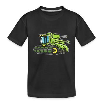 Green Combine Harvester - Kids' Premium Organic T-Shirt - black - Front