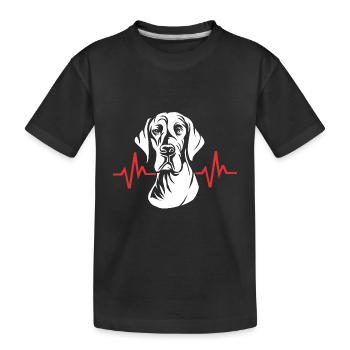 Great Dane heartbeat - Kids' Premium Organic T-Shirt - black - Front