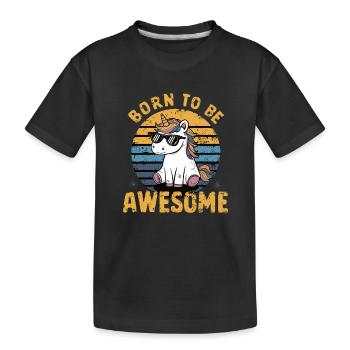 born to be unicorn - Kids' Premium Organic T-Shirt - black - Front
