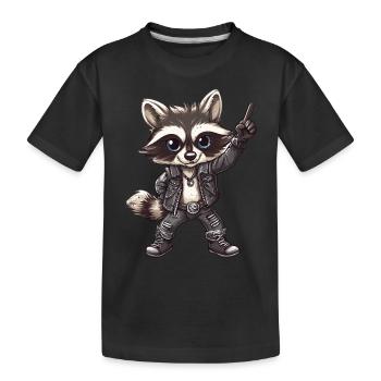 Retro Waschbär Rock Musik Geschenk für Rocker - Kinder Premium Bio T-Shirt - Schwarz - Vorne