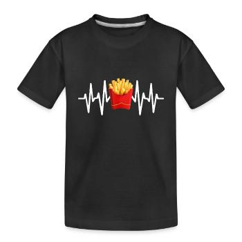 Pommes Frites Herzschlag - Kinder Premium Bio T-Shirt - Schwarz - Vorne