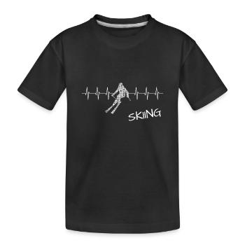 ski fahren skiing pistensau - Kinder Premium Bio T-Shirt - Schwarz - Vorne