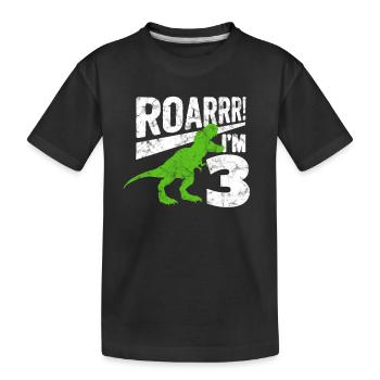 ROARRR! I am 3 years Dino shirt for my birthday - Kids' Premium Organic T-Shirt - black - Front