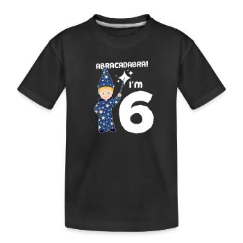 Magicien Magicien d'anniversaire d'enfants garçon de 6 ans - T-shirt bio Premium Enfant - noir - Devant
