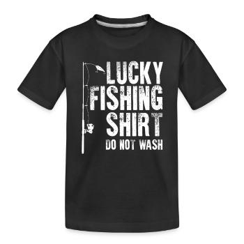 Pêche chanceux T-shirt Ne pas laver pêcheur cool - T-shirt bio Premium Enfant - noir - Devant
