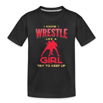 Wrestling, Wrestling Freestyle Wrestling, Wrestler, - Kids' Premium Organic T-Shirt - black - Front