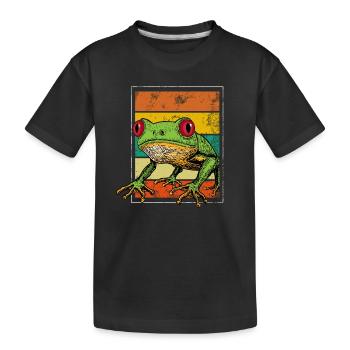 Frosch, Frosch Frosch Besitzer, liebt Frösche, - Kinder Premium Bio T-Shirt - Schwarz - Vorne