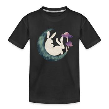 Rabbit on the moon - Kids' Premium Organic T-Shirt - black - Front