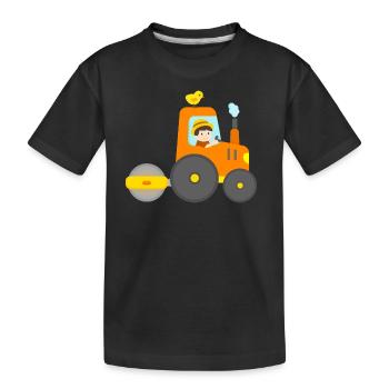 Bauer Traktor mit Walze Bauernhof Kind - Kinder Premium Bio T-Shirt - Schwarz - Vorne