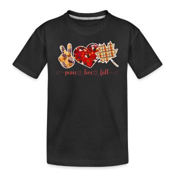 PEACE LOVE FALL, THANKSGIVING - Kids' Premium Organic T-Shirt - black - Front