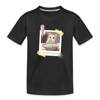 Chat câlin et adorable mangeant Mochi Japon Kawaii - T-shirt bio Premium Enfant - noir - Devant