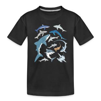 Requin bleu, requin-baleine, requin-marteau, requin requin, espèce de requin - T-shirt bio Premium Enfant - noir - Devant