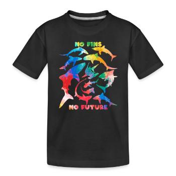 No fins no future Regenbogenfarben - Kinder Premium Bio T-Shirt - Schwarz - Vorne