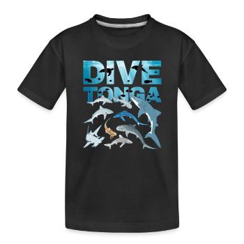 PLONGÉE Tonga Shark Species Requin tigre Requin baleine Requin bleu - T-shirt bio Premium Enfant - noir - Devant