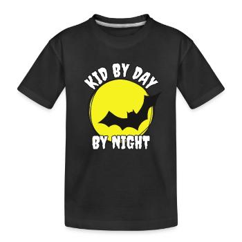 Kid by day - bat by night Kid aime les chauves-souris - T-shirt bio Premium Enfant - noir - Devant