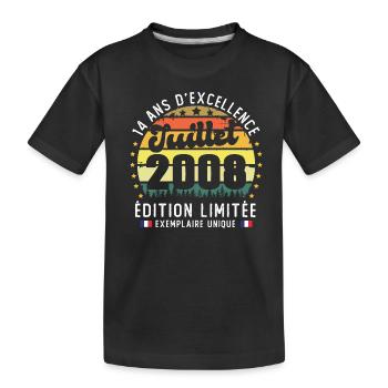 14 Ans Anniversaire Vintage Né en juillet 2008 - T-shirt bio Premium Enfant - noir - Devant